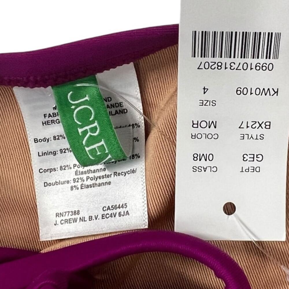 J.CREW Balconette French Inspired Purple One Piece Swim Suit SZ 4 - Picture 10 of 11